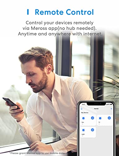 Meross Smart Plug Mini, 15A & Reliable Wi-Fi, Support Apple HomeKit, Siri, Alexa, Echo, Google Assistant and Nest Hub, App Control, Timer, No Hub Needed, 2.4G WiFi Only, 4 Pack