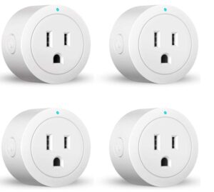 smart plug esicoo, wifi plugs that work with alexa, echo, google home, surge protector & timer & group controller, etl & fcc certified, no hub required, 2.4g wifi only, 4 pack