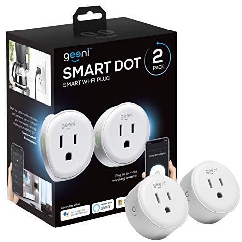 Geeni DOT Smart Wi-Fi Outlet Plug, White, (2 Pack) – No Hub Required – Works with Amazon Alexa and Google Assistant, Requires 2.4 GHz Wi-Fi