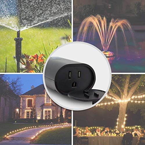 Minoston Outdoor Smart Plug WiFi Outlet Heavy Duty Plug-in Outlet, Remote Control, Waterproof, Compatible with Alexa Google Assistant, No Hub Required, Black(MP22W)