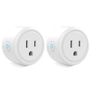 ghome smart mini plug compatible with alexa and google home, wifi outlet socket remote control with timer function, only supports 2.4ghz network, no hub required, etl fcc listed (2 pack), white