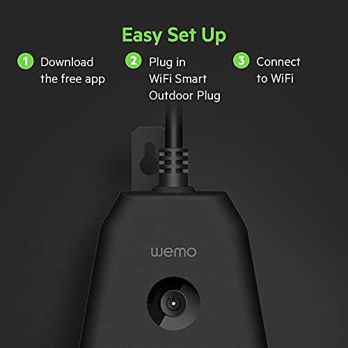 WeMo WiFi Outdoor Smart Plug - Voice Control Works With Alexa, Hey Google & Homekit - Smart Outlet to Control Smart Home Lights, Holiday Decor & Other Outdoor Devices - Weather-Resistant Design