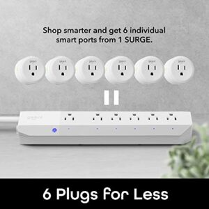 Geeni Surge 6-Outlet Smart Extension Cord, Surge Protector and Cord Extender, Works with Alexa, Google Assistant, Requires 2.4 GHz WiFi, 3 Feet