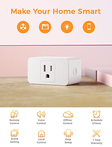 Smart Plug WiFi Outlet Work with Apple HomeKit, Siri, Alexa, Google Home, Refoss Smart Socket with Timer Function, Remote Control, No Hub Required, 15A, 2 Pack