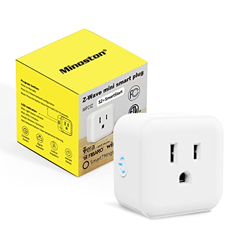 Minoston Z-Wave Plus Outlet, Mini Plug in Socket, 15A, Z-Wave Hub Required, Built-in Repeater/Range Extender, Work with SmartThings, Wink, Alexa, Google Assistant, FCC & ETL Listed(MP21Z)