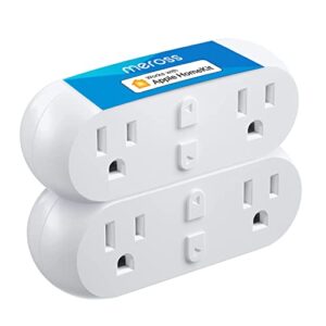 meross wifi dual smart plug, 15a 2-in-1 smart outlet, support apple homekit, siri, alexa, echo, google home and smartthings, voice & remote control, timer, no hub required, 2.4g only, 2 pack