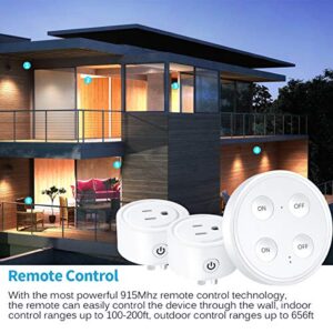 LoraTap Mini Remote Control Outlet Plug Adapter with Remote, 656ft Range Wireless Light Switch for Household Appliances, No Hub Required, 10A/1100W, White, 2 Years Warranty (One Remote + 2 Outlets)