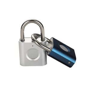 smart padlock gym lock [2-pack, black & silver] elinksmart mini fingerprint padlock, colourful metal keyless thumbprint lock for luggage, school bag, toolbox, gym locker