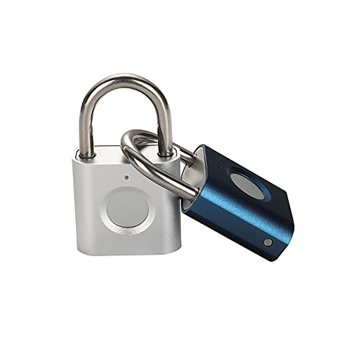 Smart Padlock Gym Lock [2-Pack, Black & Silver] eLinkSmart Mini Fingerprint Padlock, Colourful Metal Keyless Thumbprint Lock for Luggage, School Bag, Toolbox, Gym Locker