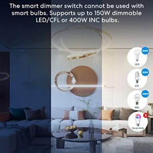 Smart Dimmer Switch Single Pole, Meross Smart 2.4GHz WiFi Light Switch for Dimmable LED, Compatible with Alexa Google Assistant and SmartThings, Neutral Wire Required, Remote Control Schedule,1 Pack