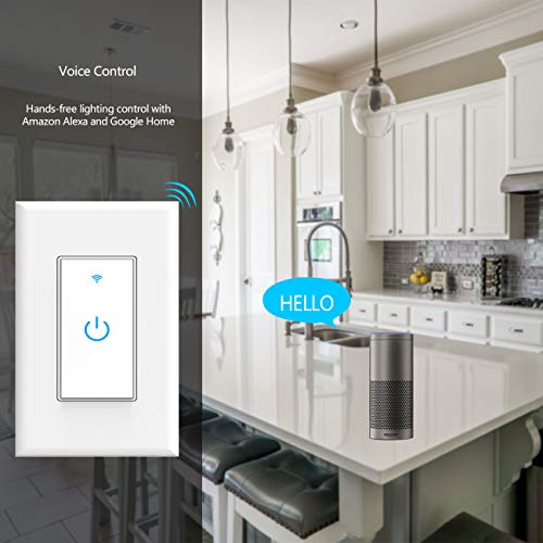 Smart Light Switch, WiFi Switch Touch Wall Switch 1 Gang, Compatible with Alexa Google Home and IFTTT