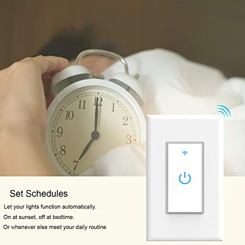 Smart Light Switch, WiFi Switch Touch Wall Switch 1 Gang, Compatible with Alexa Google Home and IFTTT