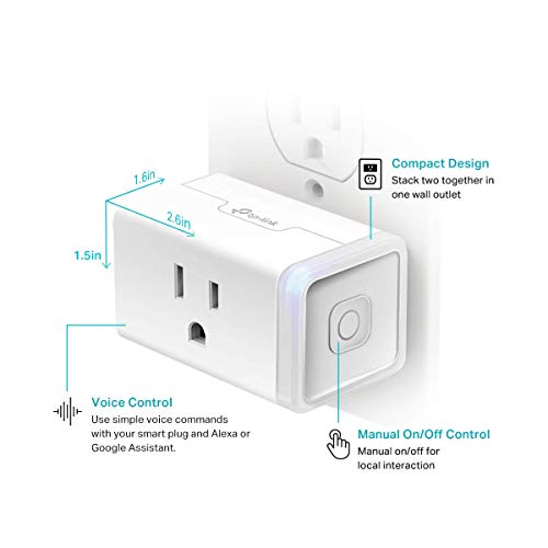 Kasa Smart Plug by TP-Link, Smart Home Wi-Fi Outlet Works with Alexa, Echo, Google Home & IFTTT, No Hub Required, Remote Control, 15 Amp, UL Certified, 1-Pack(HS103) , WHITE