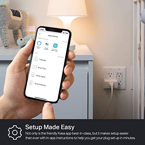 Kasa Smart Plug by TP-Link, Smart Home Wi-Fi Outlet Works with Alexa, Echo, Google Home & IFTTT, No Hub Required, Remote Control, 15 Amp, UL Certified, 1-Pack(HS103) , WHITE