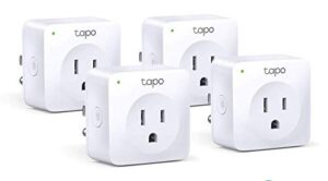 tp-link tapo smart plug mini, smart home wifi outlet works with alexa echo & google home, no hub required, new tapo app needed (p100 4-pack)