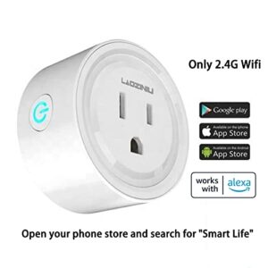 Alexa Smart Plugs, WiFi Mini Smart Plug Compatible with Alexa and Google Assistant, Alexa Echo Smart Outlet, Remote Control, Timer Function, 2.4 Ghz Network Only, ETL & FCC Certified, 10A, White