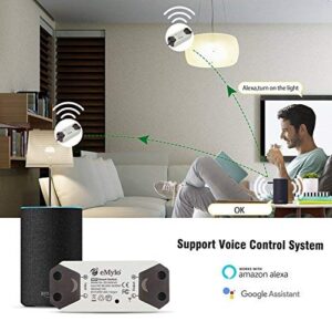 eMylo Smart WiFi Light Switch Wireless Relay Switch Module Remote Control Home Automation Timers Compatible with Alexa Echo Google Home iPhone Android App 2 Packs