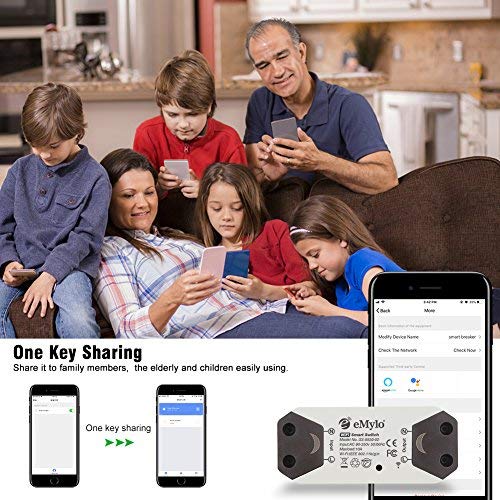 eMylo Smart WiFi Light Switch Wireless Relay Switch Module Remote Control Home Automation Timers Compatible with Alexa Echo Google Home iPhone Android App 2 Packs