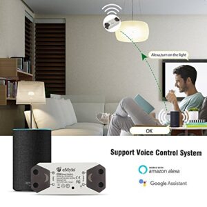 WiFi Smart Switch eMylo Wireless Relay Light Switch Tuya Remote Control Module Home Automation Timer Switch Compatible with Alexa Echo Google Home Iphone Android App 1 pack