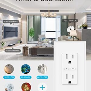 GHome Smart in-Wall Outlet, Home Wi-Fi Outlet Works with Alexa Google Assistant, Energy Monitor, APP Control, FCC Certified, Surge Protection Tamper-Resistant Wall Receptacle, 2.4GHz Wi-Fi Only, 15A