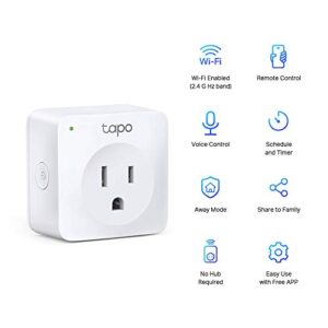 TP-Link Tapo Smart Plug Mini, Smart Home Wifi Outlet Works with Alexa Echo & Google Home, No Hub Required, New Tapo APP Needed (P100 2-pack)