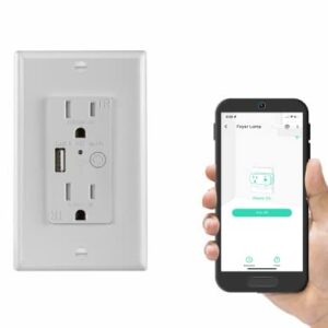 Smart Wall Plug, YoLink 1/4 Mile World's Longest Range Smart in-Wall Outlet 15A Compatible with Alexa Google Assistant IFTTT, App Remote Timer Schedules Scene Automation Control, YoLink Hub Required