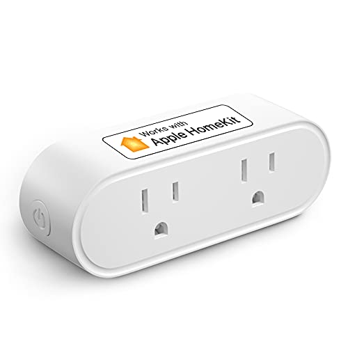 Smart Plug, Meross WiFi Dual Smart Outlet Supports Apple HomeKit, Siri, Alexa, Google Assistant & SmartThings, Voice & Remote Control, 10A, Timer, No Hub Required, 2.4GHz WiFi Only, 1 Pack