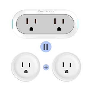 Energy Monitoring Dual Socket Smart Plugs That Work with Alexa Google Home Siri, Wireless 2.4G WiFi Outlet Controlled by Smart Life Tuya Smartthings, 10A Mini Socket Enchufe Inteligente with Timer