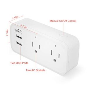 JINTU Smart Plug,Smart Outlet Home Wifi Dual Two USB Plug Compatible with Alexa, Google, IFTTT for Smartphone, Voice Control, Remote Control,No Hub Required,Overload Protection