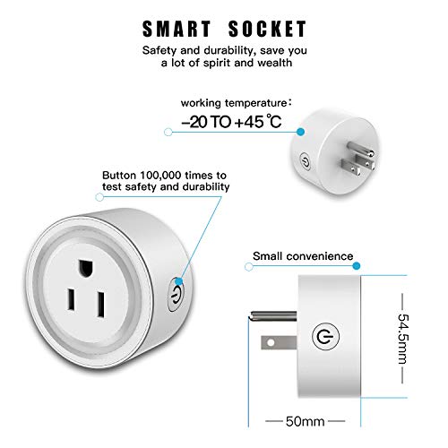 Smart Plug 4Pack, WiFi Plugs Compatible with Alexa & Google Assistant, Smart Outlet with Timer Schedule, WiFi Socket for Home, No Hub Required, FCC Certified, 2.4G WiFi Only