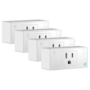 topgreener smart mini wi-fi plug with energy monitoring, mini smart outlet, control lights and appliances from anywhere, no hub required, works with alexa and google assistant, tgwf115pqm, 4-pack