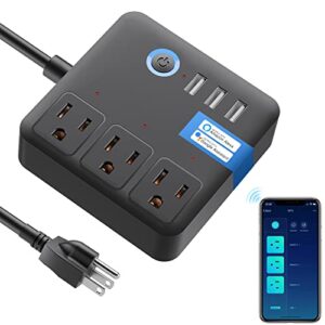 smart plug power strip, wisebot usb surge protector with 3 individually controlled smart outlets and 3 usb ports, works with alexa google home, wifi timer plug extender for travel, ul, 2.4g wifi only