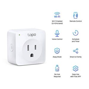 TP-Link Tapo Smart Plug Mini, Smart Home Wifi Outlet Works with Alexa Echo & Google Home, No Hub Required, Remote Control Your Home Appliances from Anywhere, New Tapo APP Needed (P100)