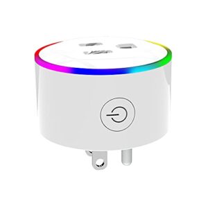 moes smart plug wifi smart power socket with dimmable rgb led night light, wireless remote control with smart life/tuya app, outlet compatible with alexa google home, no hub required
