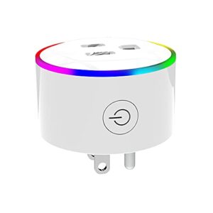 MOES Smart Plug WiFi Smart Power Socket with Dimmable RGB LED Night Light, Wireless Remote Control with Smart Life/Tuya App, Outlet Compatible with Alexa Google Home, No Hub Required