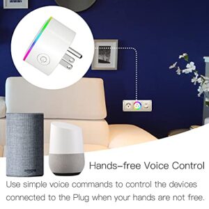 MOES Smart Plug WiFi Smart Power Socket with Dimmable RGB LED Night Light, Wireless Remote Control with Smart Life/Tuya App, Outlet Compatible with Alexa Google Home, No Hub Required