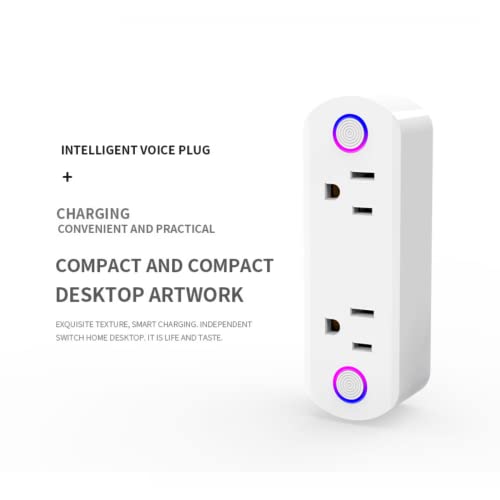 Smart Plug Two Socket with Power Energy Monitoring 16A WiFi Outlet Tuya APP Alexa and Google Home Compatible Wireless Remote Control 2.4GHz Wi Fi Timer White