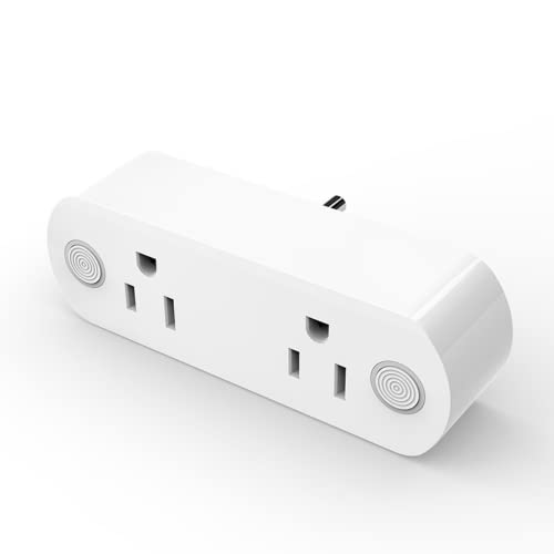 Smart Plug Two Socket with Power Energy Monitoring 16A WiFi Outlet Tuya APP Alexa and Google Home Compatible Wireless Remote Control 2.4GHz Wi Fi Timer White