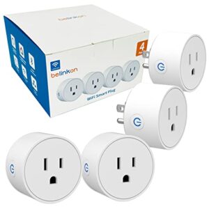 belinkon mini wifi smart plug, wi-fi outlets for smart home with timer function, remote control from anywhere, works with alexa, google home, smart life tuya app, etl/fcc/rohs listed socket (4 pack)
