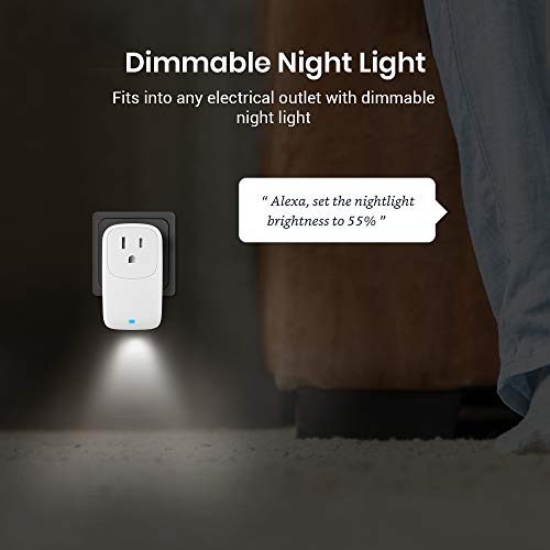 Broadlink Smart Plug, Wi-Fi Timer Adapter with Dimmable Night Light, 15 amp Outlet, Works with Alexa, Google Assistant, IFTTT, No Hub Required (SP4L-US)