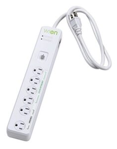 wion 50051 indoor wi-fi smart surge protector, 6 grounded outlets
