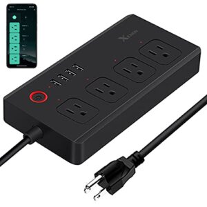 xenon smart power strip,wifi smart multi outlet surge with 4-outlet 4-usb with 5-foot cord, work with alexa and google home,black