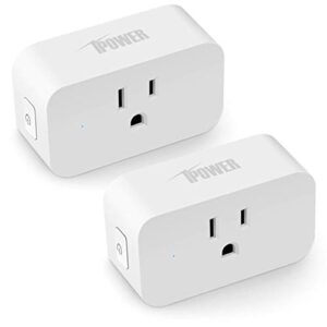 ipower smart plug wifi mini outlet 15 amp works with alexa and google voice, app remote control, timer, no hub required, 2 pack, 2-pack