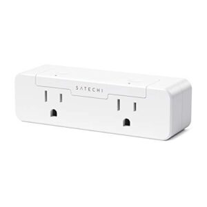 satechi dual smart outlet with real-time power monitoring – wi-fi smart plug 2.4ghz enabled – works with apple homekit (usa, white)