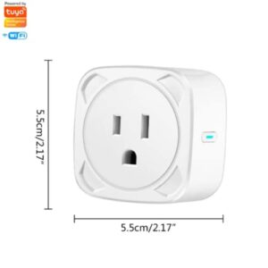 Smart Plug WiFi Outlet Tuya APP Compatible with Alexa and Google Home Wireless Remote Control 2.4GHz Wi-Fi Timer Socket Features Energy Monitoring (Power Monitoring) 16 Amp, White (US001)