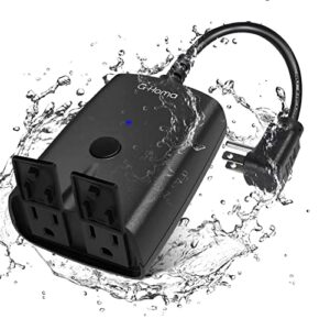 g-homa outdoor smart plug waterproof, wi-fi 15a plugs with 2 sockets, smart outlet work with alexa and google home, no hub required, fcc&csa certified, 2.4ghz wifi only