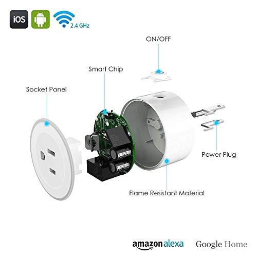 WiFi Smart Plug Mini Smart Outlet Work with Alexa& Google Home, Wireless Smart Socket with Night Light, Timer Function Device Sharing, Wall Plug No Hub Required APP Remote Control from Anywhere