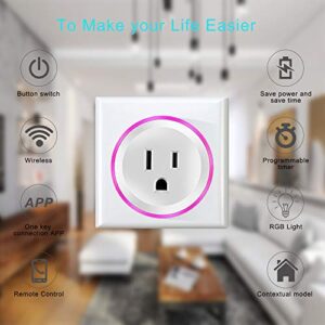 WiFi Smart Plug Mini Smart Outlet Work with Alexa& Google Home, Wireless Smart Socket with Night Light, Timer Function Device Sharing, Wall Plug No Hub Required APP Remote Control from Anywhere