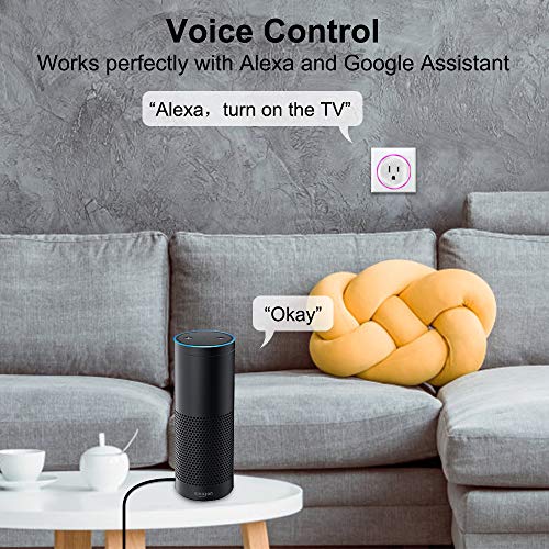 WiFi Smart Plug Mini Smart Outlet Work with Alexa& Google Home, Wireless Smart Socket with Night Light, Timer Function Device Sharing, Wall Plug No Hub Required APP Remote Control from Anywhere