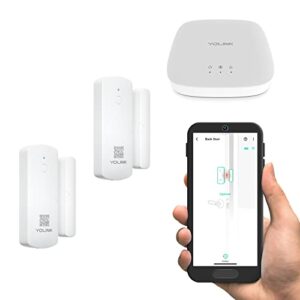 smart door sensors 2 pack, 1/4 mile world’s longest range wireless window door sensor works with alexa ifttt, smartphone monitor app alerts open reminder sensor, no audio alarm, yolink hub included